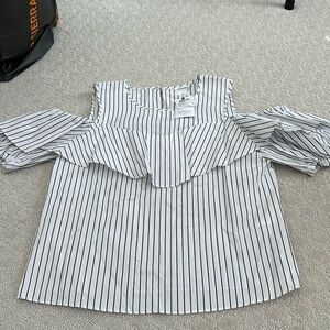 Club Monaco size small white striped top. Nwt